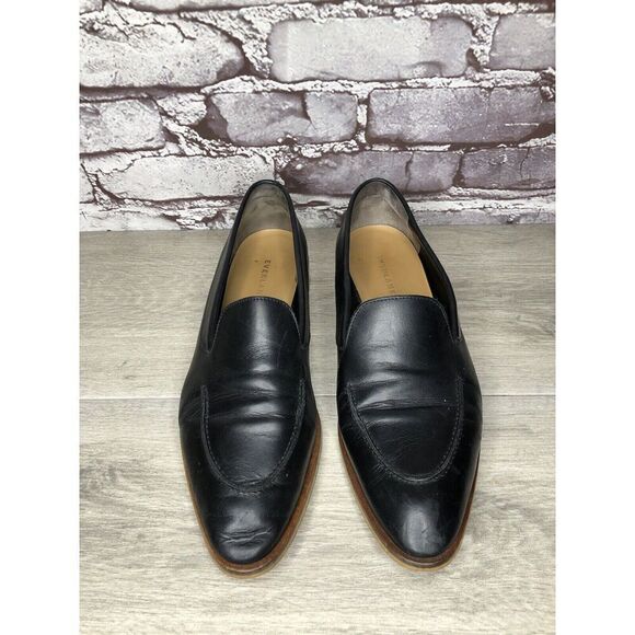 Everlane The Modern Black Leather Slip On Pointed Toe Loafers Women Sz 10M US/41 - Picture 2 of 16